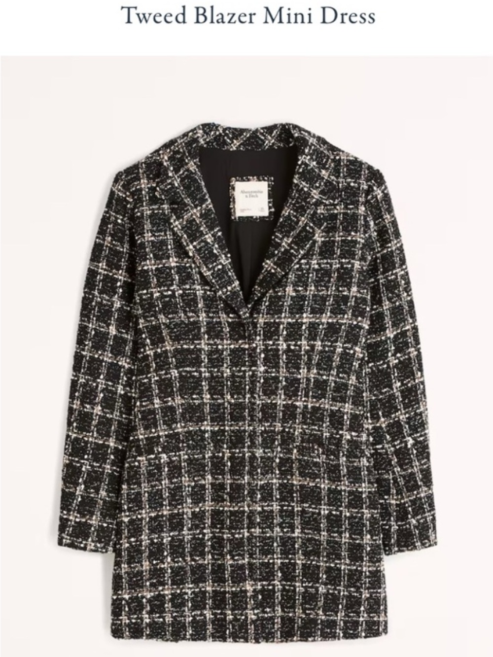 Abercrombie & Fitch Black and White Tweed Blazer Mini Dress